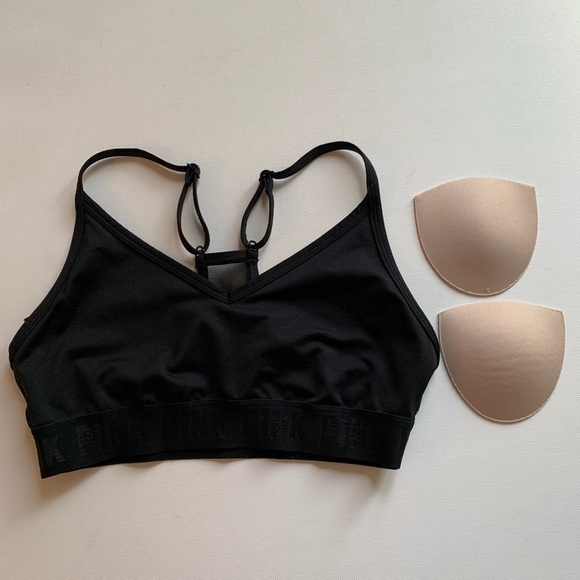 2 PINK Sports Bras Ultimate Victoria's Secret Black and Pink Sz S - Picture 9 of 15